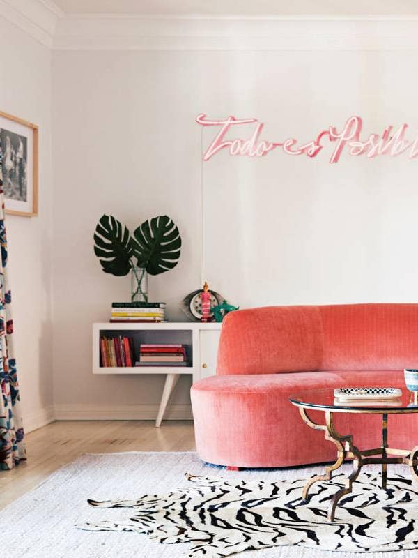Pink and Red and White Living room