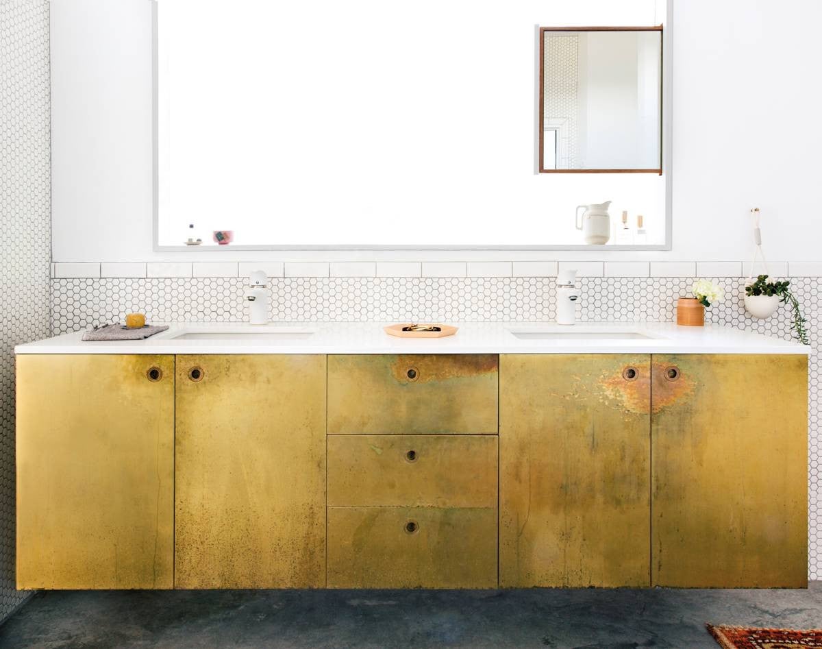 Bronze and Gold and White Bathroom