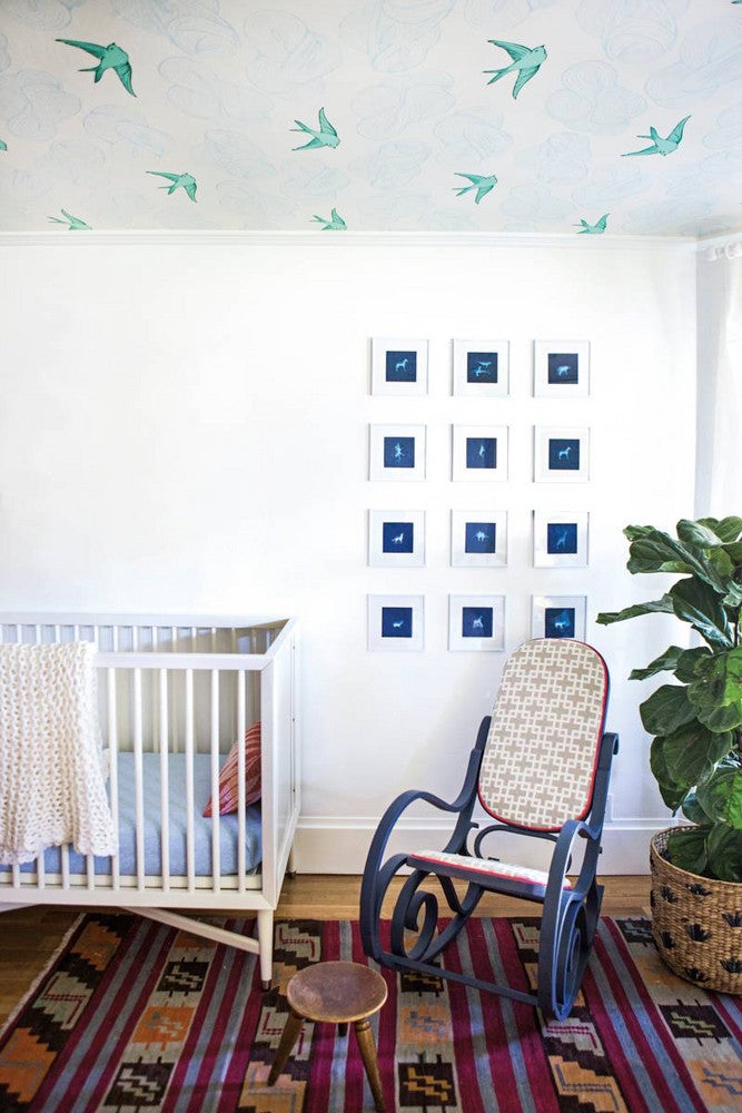 Jenny Komenda's Outdoor Fabric Recommendations Blue and White Nursery