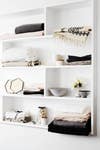 Linen Care Taupe and White Closet