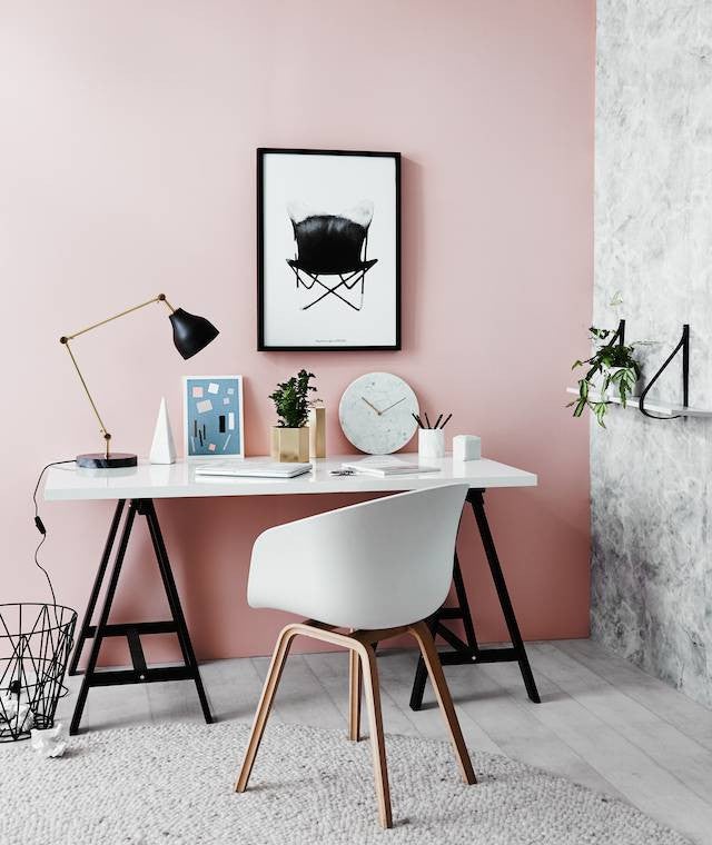 Domino Magazine's Best Stories Gray and Pink Office