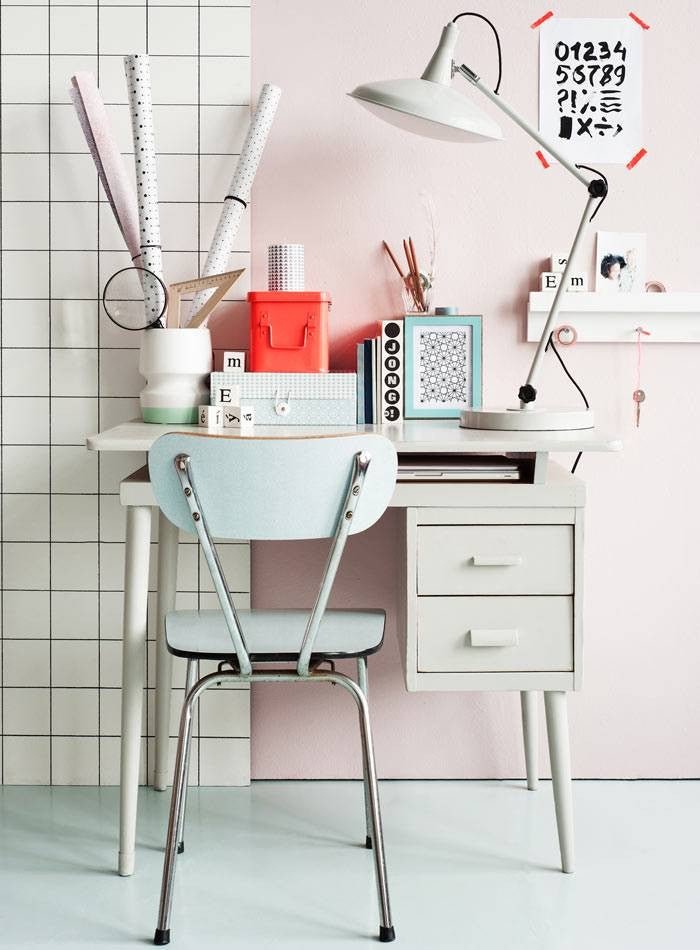 Home Office Ideas On A Budget Pink and White Office
