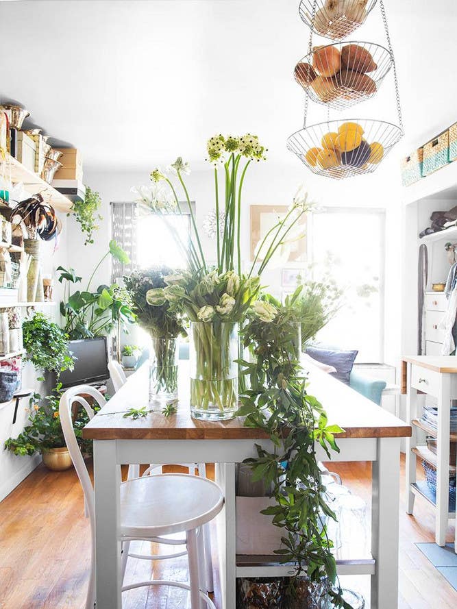 NYC Apartment Of Brooke Lucas Of The Wild Bunch Green and White Kitchen