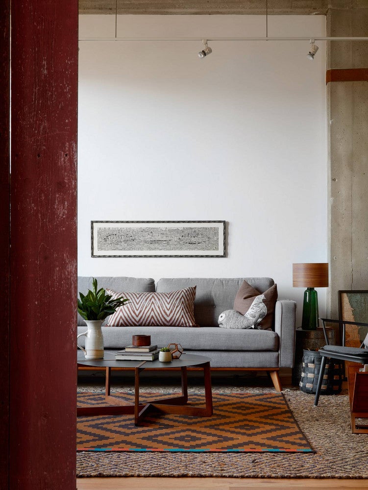 West Loop Chicago Farmhouse by Homepolish Brown Living room