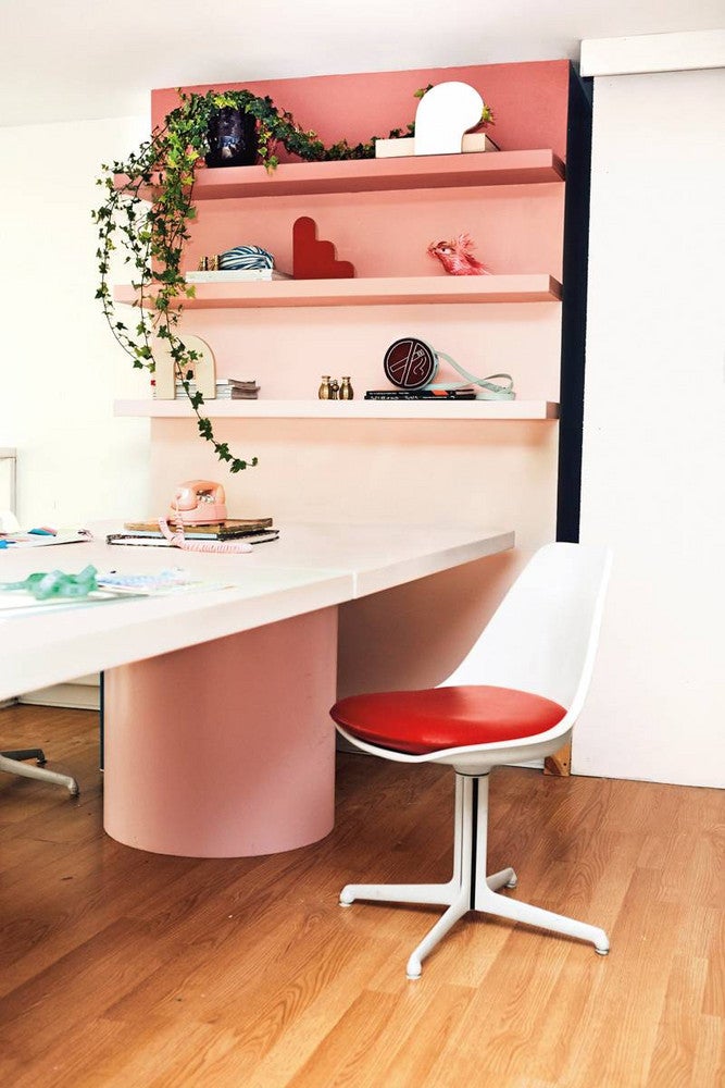Pink and White Office