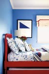 Blue and Red Bedroom