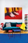 Blue and Red and White and Yellow Living room