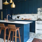 Blue and Brown and Gold Kitchen