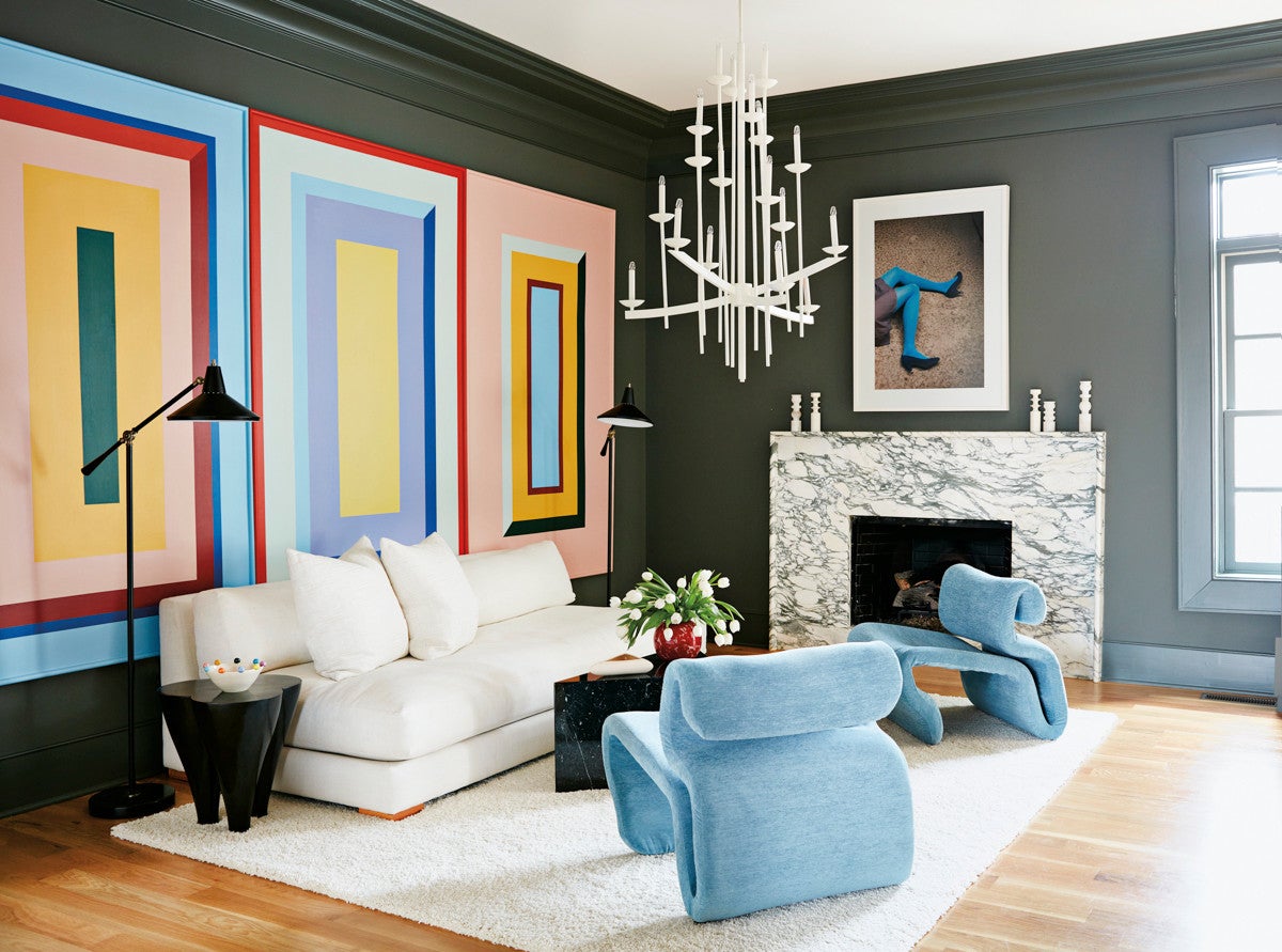 Black and Blue and White Living room