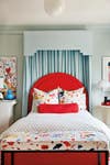 Blue and Red and White Bedroom