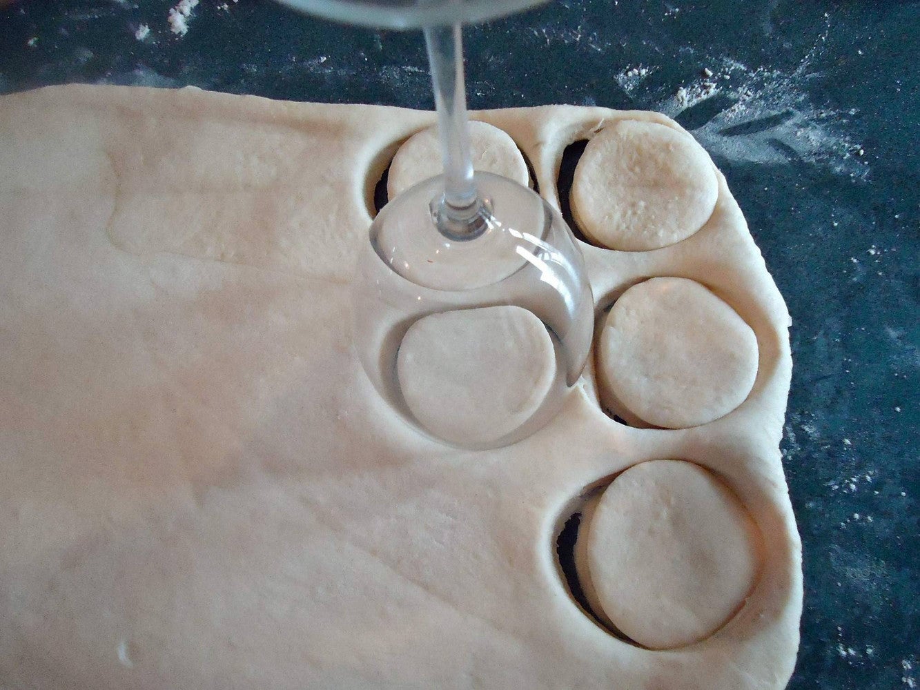 wine glass as biscuit cutter