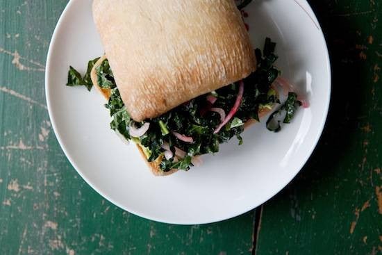 Vegetarian Sandwich Recipes Avocado Marinated Kale Salad Sandwich