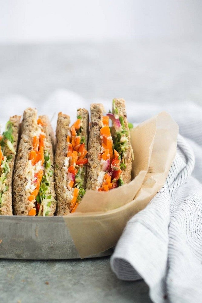 Vegetarian Sandwich Recipes Pickled Carrot Hummus Sandwich