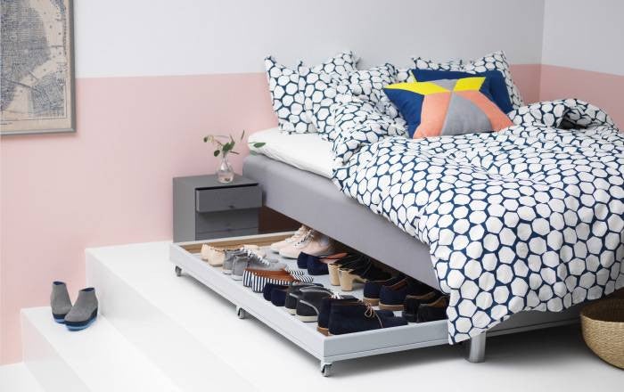 clever shoe storage bed with shoe storage