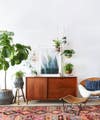 living room updates bohemian console with plants