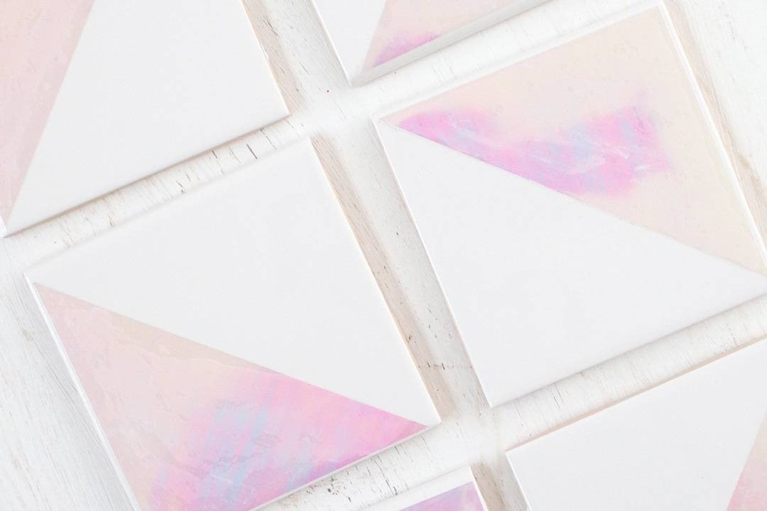 DIY Home Decor Crafts Holographic Pink White Coasters