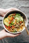 12 Simple Avocado Recipes That Aren't Toast- spring roll bowl with sweet garlic lime sauce