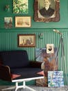 painted woodwork green living room