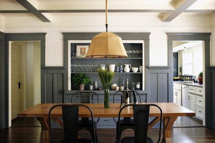 painted woodwork gray dining room