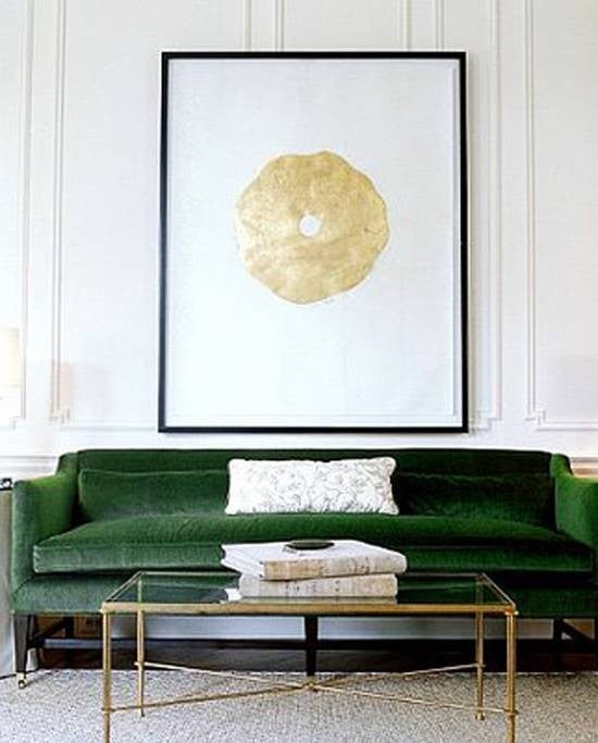 painted woodwork green couch in living room