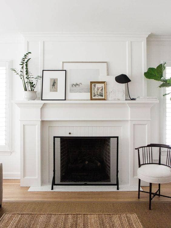 mantel decorating ideas for spring white fireplace with art