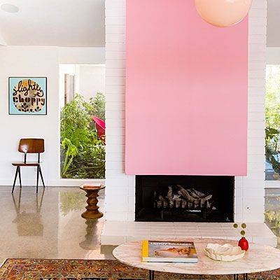 mantel decorating ideas for spring pink canvas on fireplace