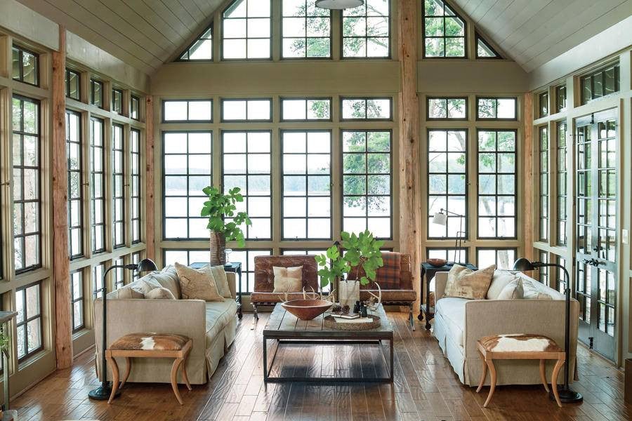 Best Modern Lake Houses Floor To Ceiling Windows Living Room