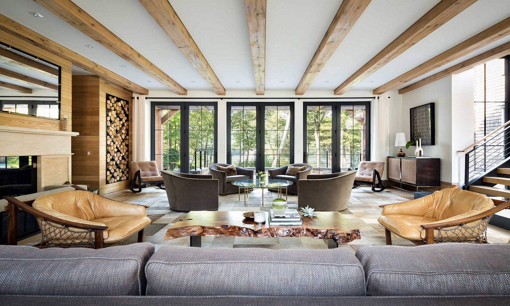 Best Modern Lake Houses Neutral Living Room