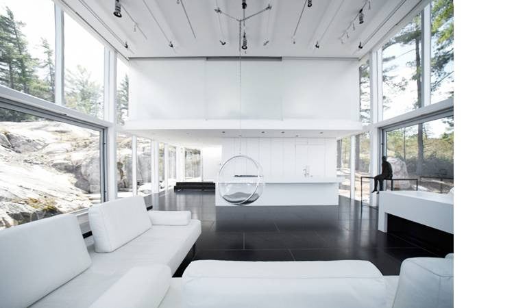 Best Modern Lake Houses White Black Interior