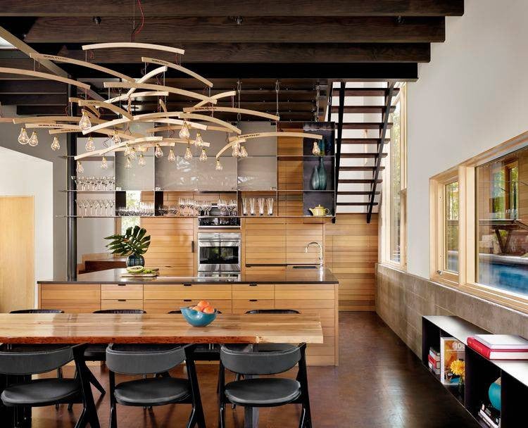 Best Modern Lake Houses Modern Wood Black Kitchen Dining Space