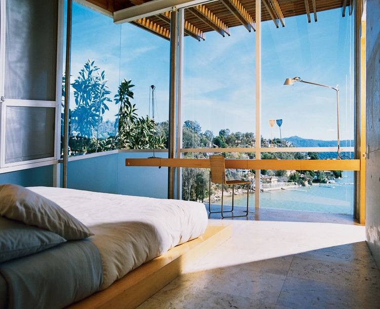 Best Modern Lake Houses Master Bed Full Length Windows