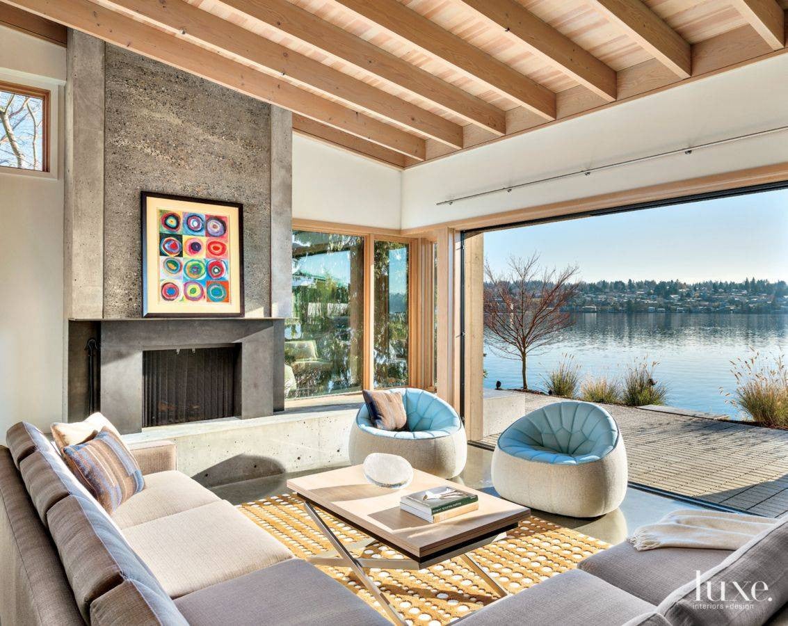 Best Modern Lake Houses Modern Living Room Large Windows