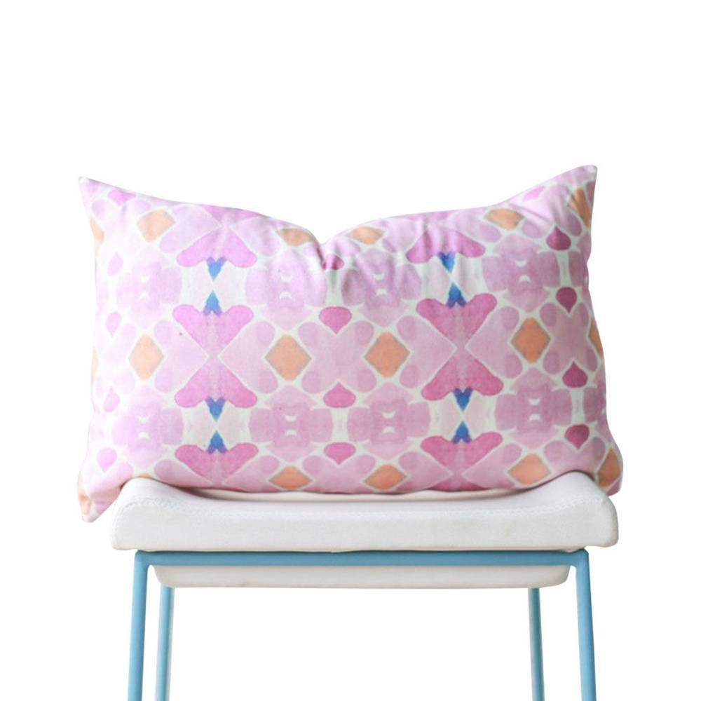 pillow shapes pink watercolor lumbar