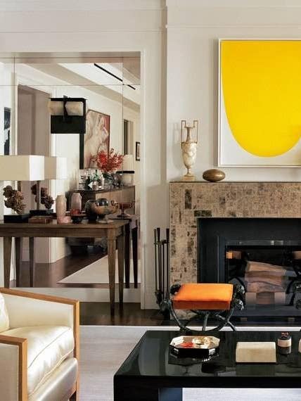 marc jacobs house living room with yellow artwork