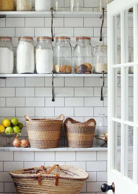 all white interiors white pantry with subway tile