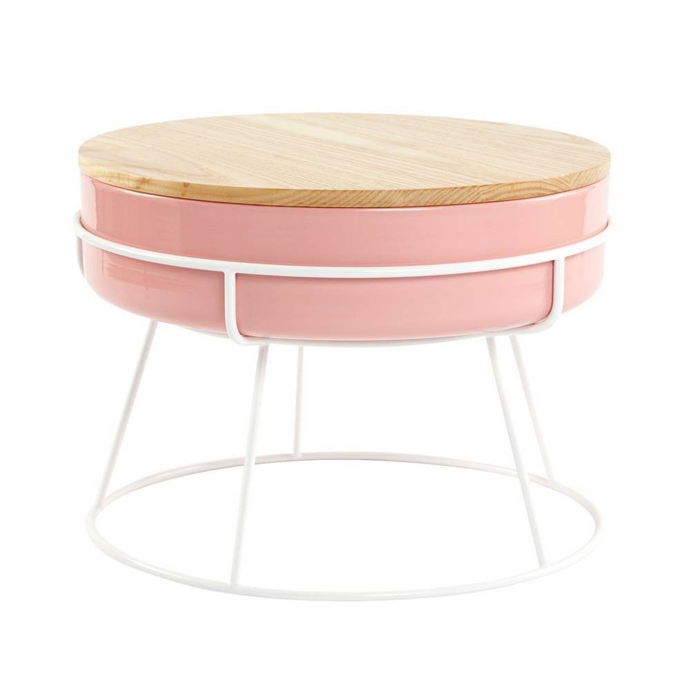 hand me downs pink and white circular coffee table