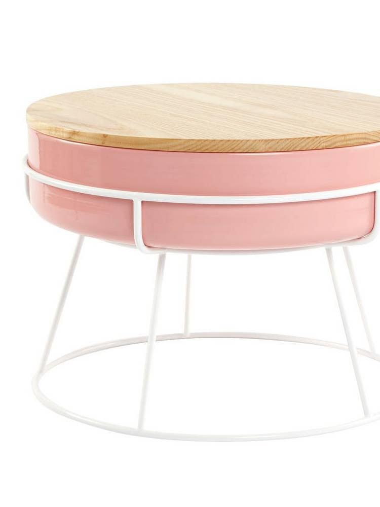 hand me downs pink and white circular coffee table