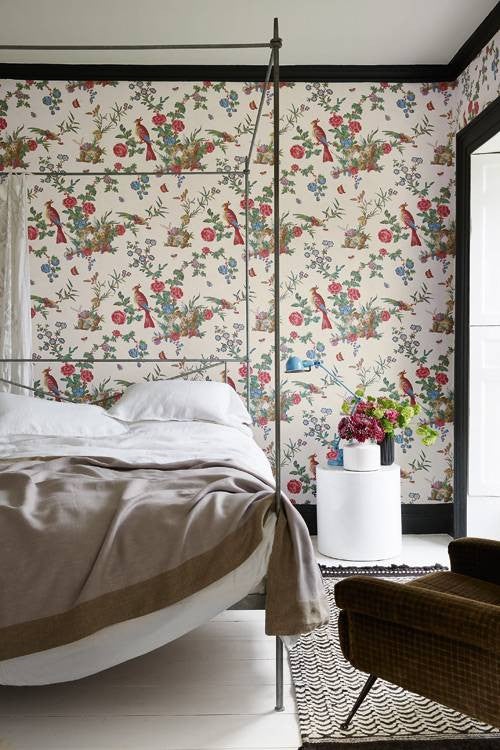 paint trim colors floral wallpaper bedroom with black trim