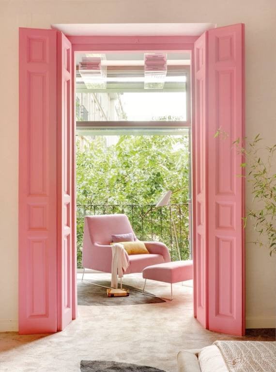 paint trim colors gray walls with pink doors and trim