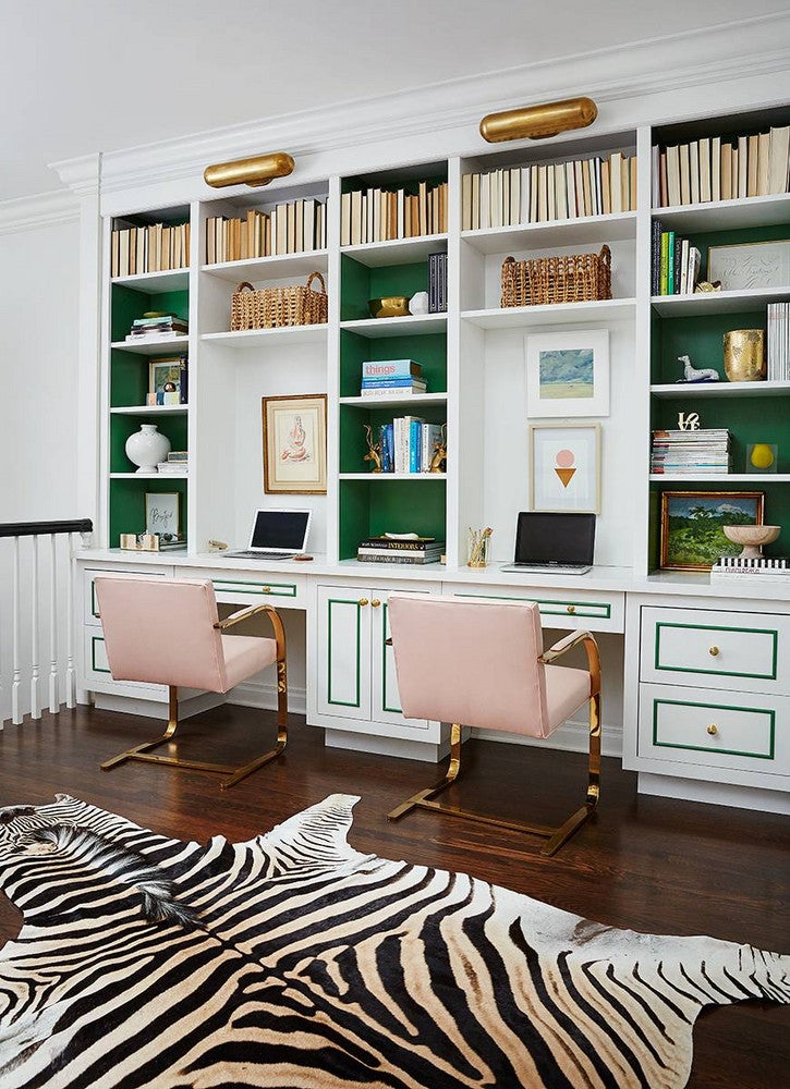 paint trim colors home office with green bookshelves