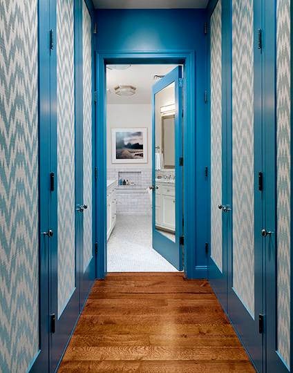 paint trim colors chevron hallway with blue paint trim