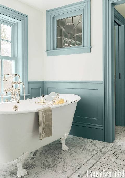 paint trim colors white bathroom with blue paint trim