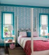 paint trim colors wallpapered bedroom with blue trim