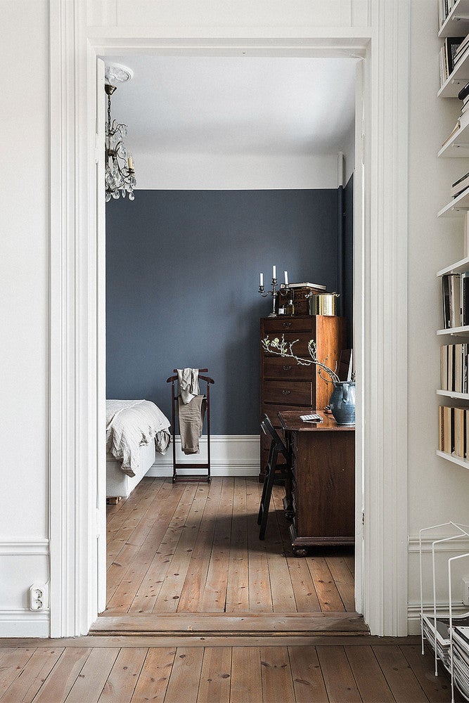 Trend We’re Loving: Deep Blues + Dark Wood Rooms: scandinavian-inspired