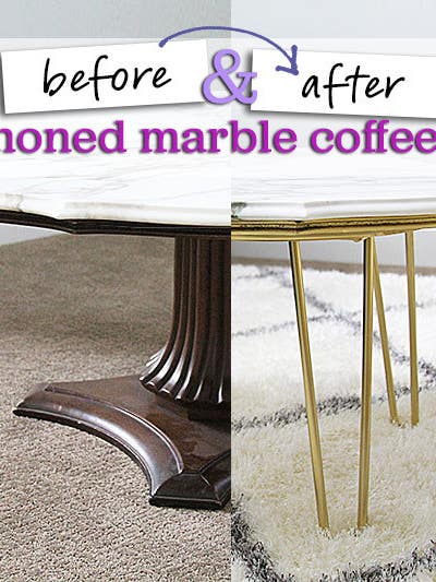 diy honed marble coffee table by withheart