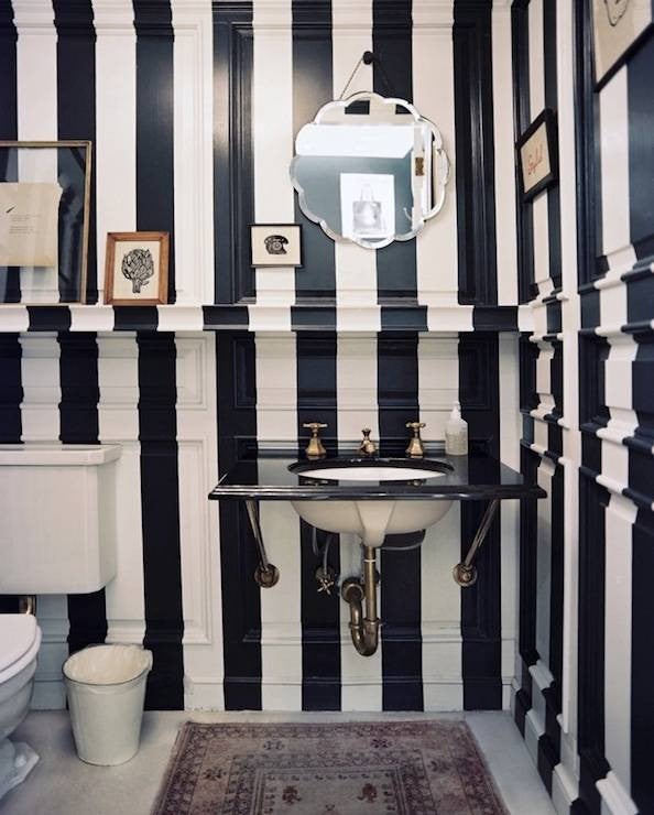 Wall Molding Ideas White Navy Striped Walls And Molding