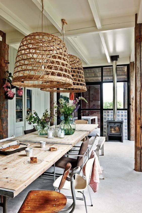 40 Dining Rooms With Boho Interior, Boho Style Dining Table