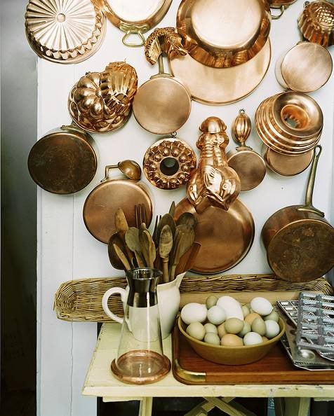 Vintage Kitchen Wall Decor Ideas Spray Painted Pots And Pans
