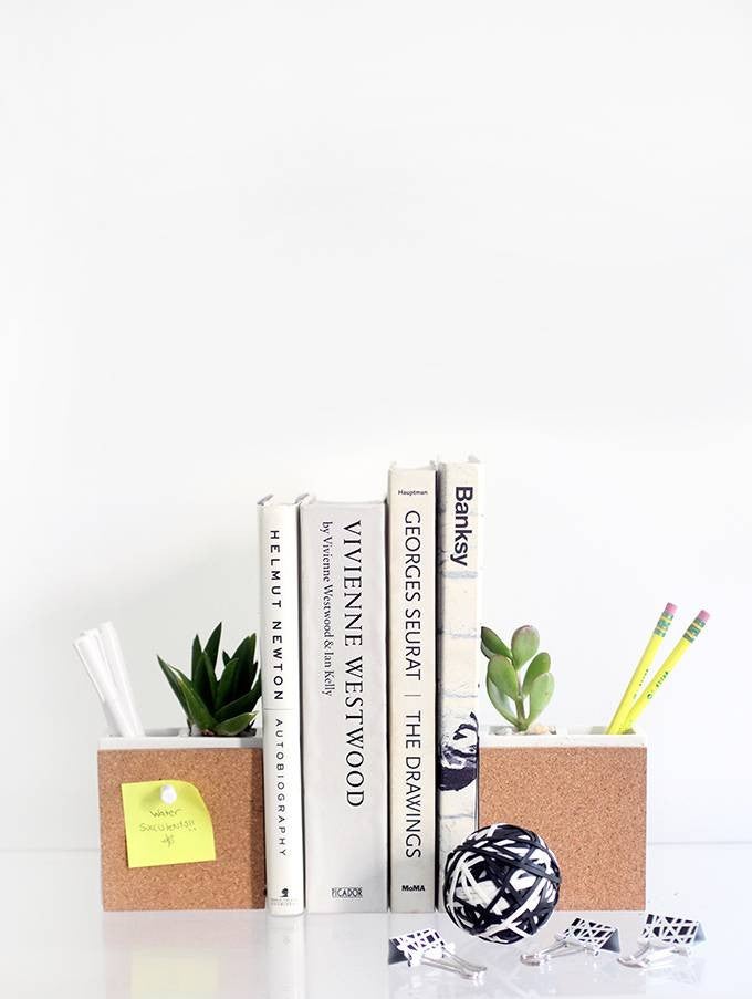 DIY Desk Accessories Succulent And Supply Holder Bookends