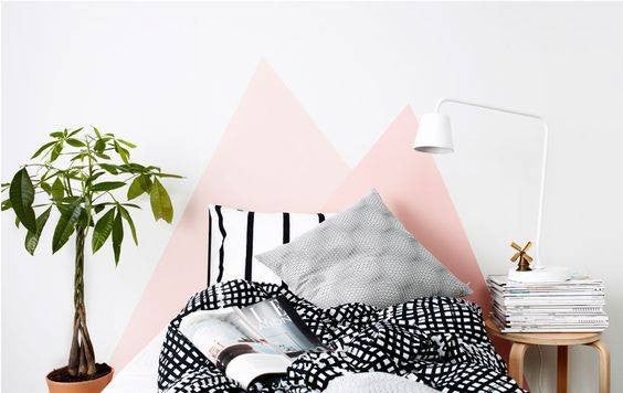 wallpaper design ideas pink triangle mountain wall